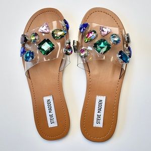 Steve Madden | Rosalyn clear rhinestone jewel sandal, women’s size 6